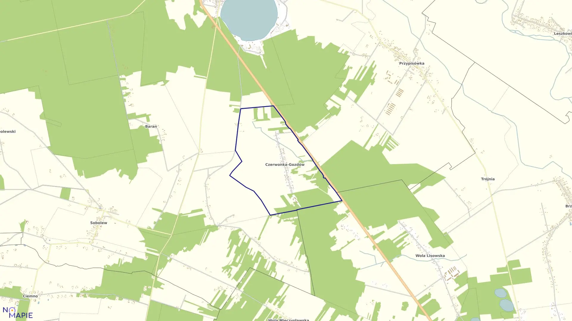 Mapa obrębu CZERWONKA GOZDÓW w gminie Firlej
