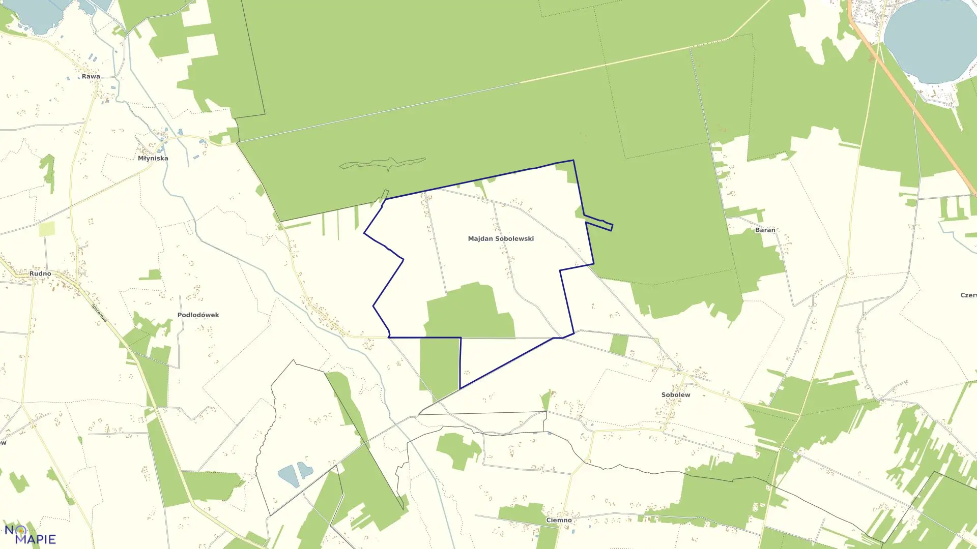 Mapa obrębu MAJDAN SOBOLEWSKI w gminie Firlej
