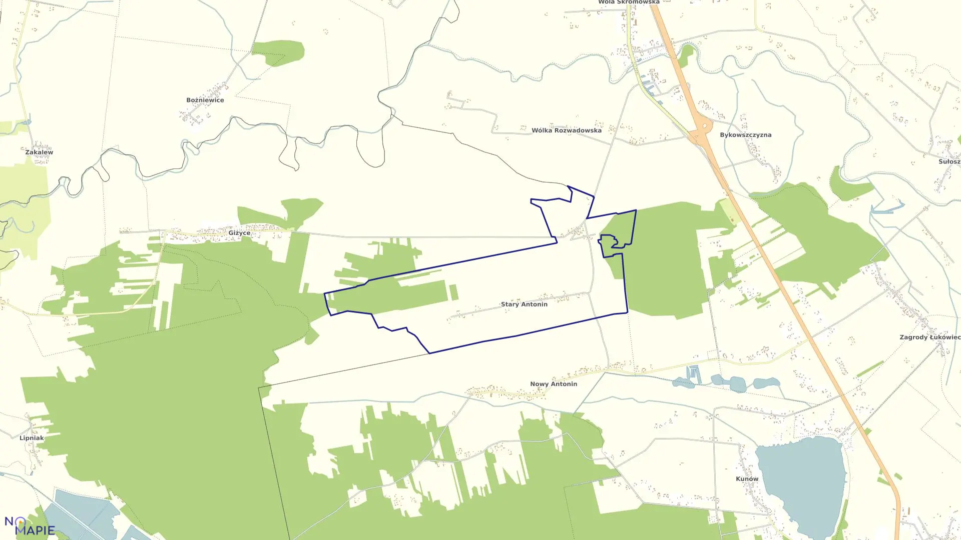 Mapa obrębu STARY ANTONIN w gminie Firlej